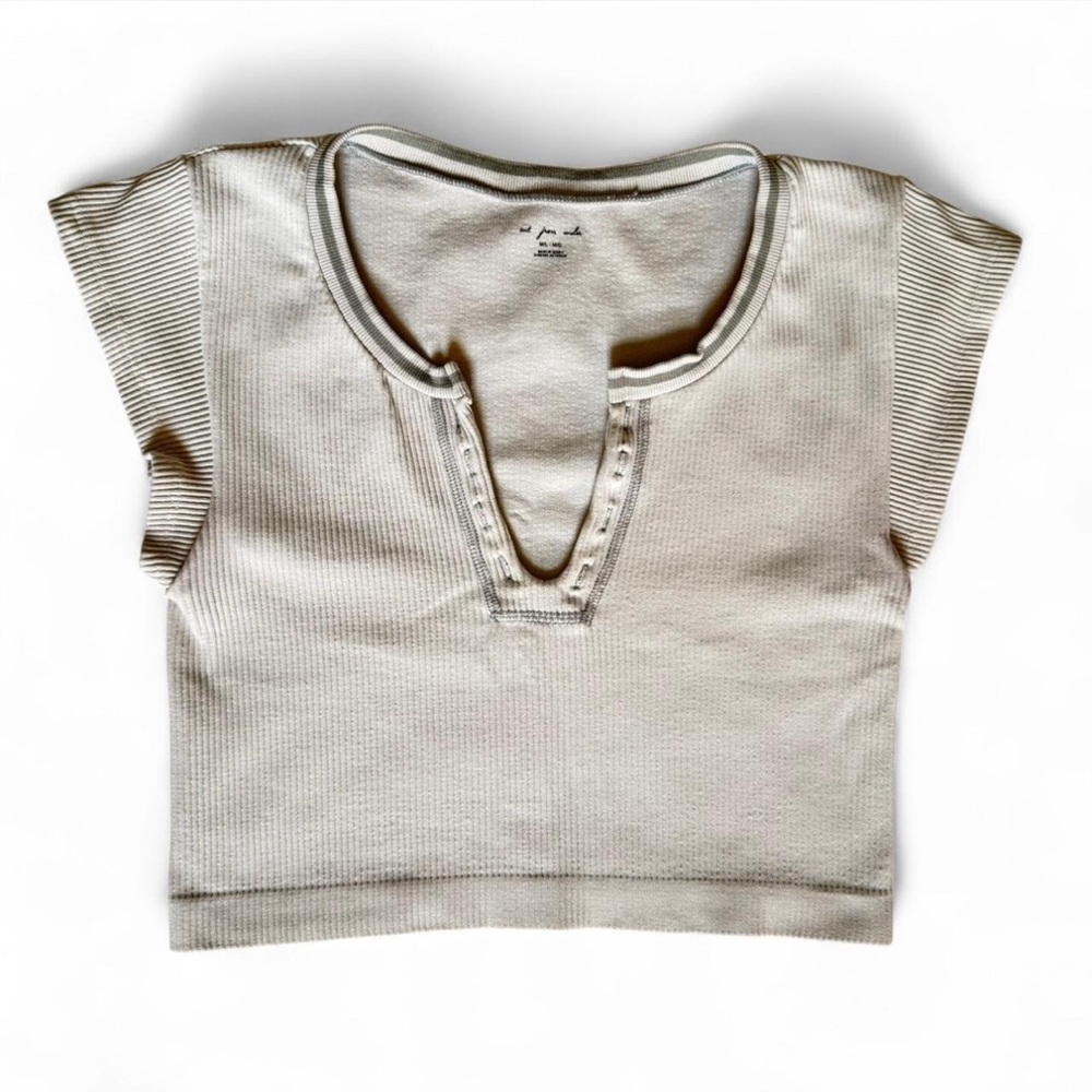 Urban Outfitter’s Out from Under light grey / white Henley style crop top